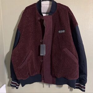 Armani Exchange Maroon and Black Bomber Jacket